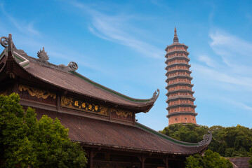 Bai Dinh pagoda, traditional asian architecture in Vietnam