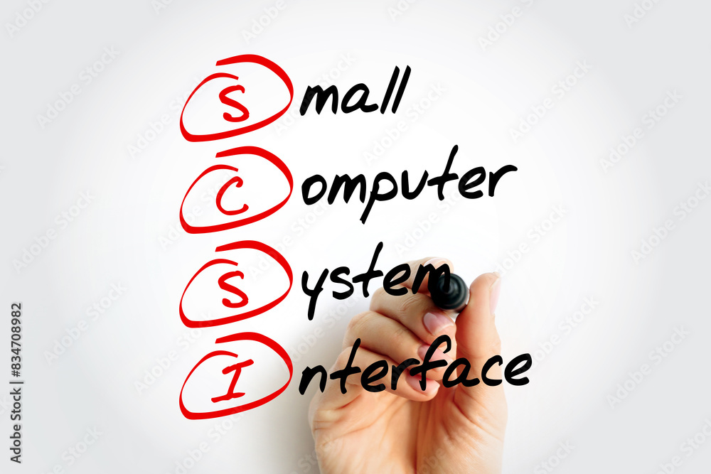 Aufkleber scsi - small computer system interface is a set of standards for physically connecting and transferr
