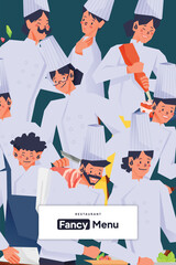 Indonesian Chef activity layout template flat design illustration