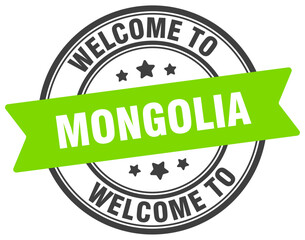 Welcome to Mongolia stamp. Mongolia round sign