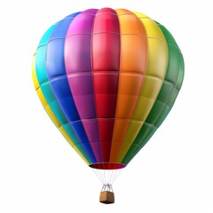 Obraz premium A vibrant rainbow hot air balloon isolated on white background.