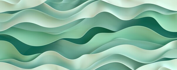 flowing green waves, creating a calming abstract paper cutout effect.