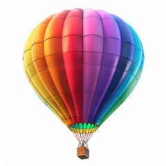 A colorful hot air balloon isolated on a white background. The balloon is filled with vibrant colors and is ready for a joyful adventure.