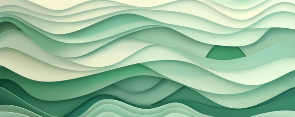 Obraz premium flowing green waves, creating a calming abstract paper cutout effect.