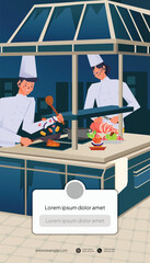 Chef activity flat design illustration for social media post