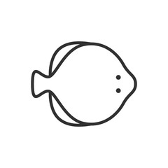 Flounder fish, linear icon. Line with editable stroke