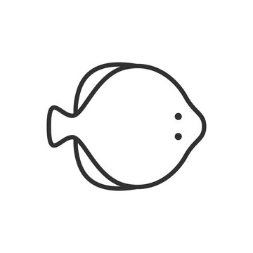 recommend clip art: Flounder fish, linear icon. Line with editable stroke