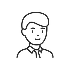Man in a shirt with a tie, linear icon. Avatar. Line with editable stroke