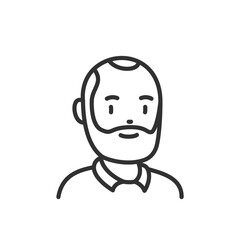 Old man with a beard, linear icon, Grandfather. Avatar. Line with editable stroke