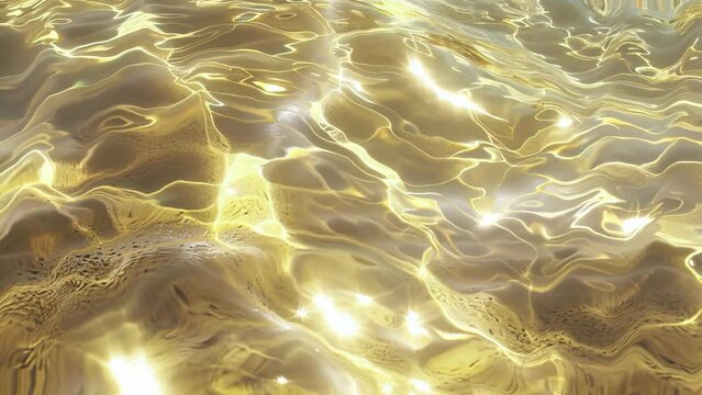 Abstract liquid gold background. Flowing liquid gold texture seamless. Artistic luxury liquid gold.  Golden liquid background. Animation of gold waves. Oil fluid abstract fabric gold liquid. 4K Videos