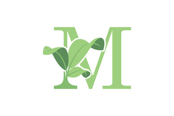 leaf design with letter m concept