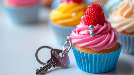 Key Holder, colorful, delicious dessert Isolated on a white background