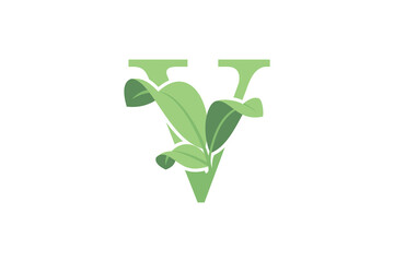 leaf design with letter v concept