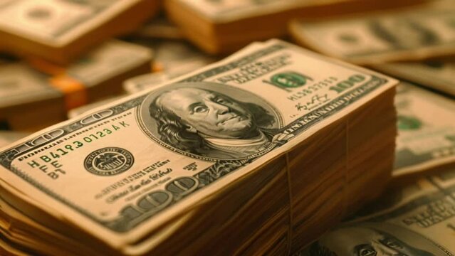 Stacks of American dollar bills, cash money and finance concept Generative AI 