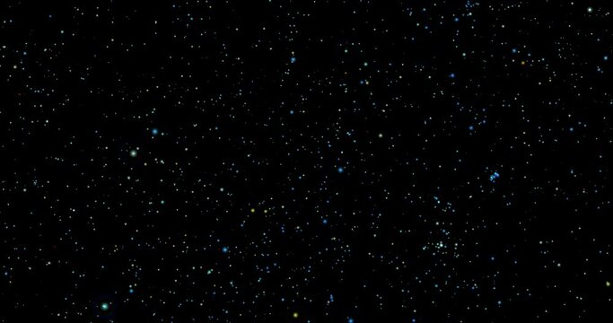 Beautiful Moving Many glowing stars, panorama. Night Sky with Twinkling Stars Glowing Looped Animation. Abstract background for backdrop of space, science, astronomy and astrology.