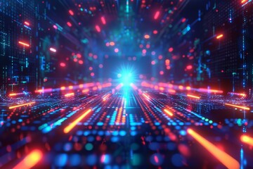 Naklejka premium Cyber Security Data Transfer illustration created with Generative AI