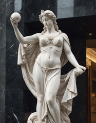 Obraz premium Una figura femminile romana scolpita in gesso, con dettagli intricati nel vestito. 