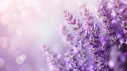 Fototapeta premium copy space of lavender flowers in the edge corner frame