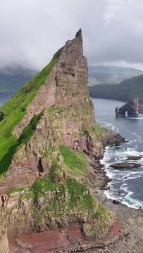 Aerial view of beautiful Faroe islands landscape