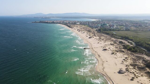 Amazing Aerial view of Perla beach, Burgas Region, Bulgaria 