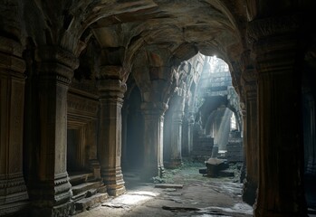 Ancient Forgotten Ruins in Mysterious Cave Historical Architecture and Natural Beauty