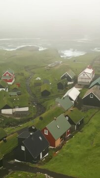 Aerial view of beautiful Faroe islands landscape