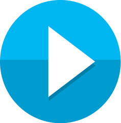 Play button icon to the right  in a blue circle