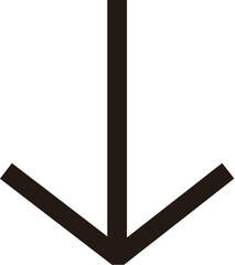 Downward black arrow icon showing download concept