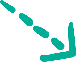 Doodle hand-drawn green dotted arrow
