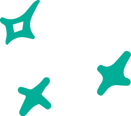 Doodle hand-drawn green stars shinning