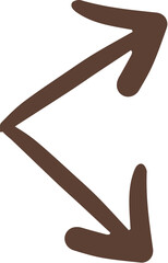 Two doodle arrows pointing from a spot to two different directions