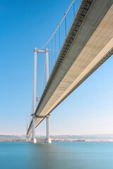 Osmangazi Bridge (Izmit Bay Bridge) located in Izmit, Kocaeli, Turkey. Suspension bridge captured...