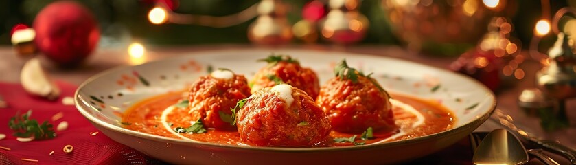 Malai kofta, creamy vegetable and paneer dumplings, served in a rich tomato sauce with a festive Indian celebration backdrop
