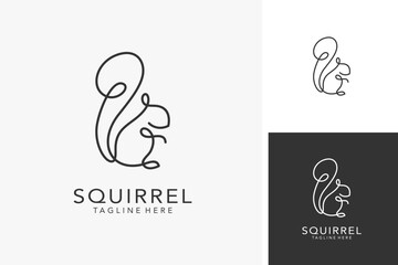 One line art squirrel logo design