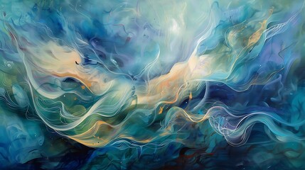 Obraz premium Fluid forms cascade across the canvas, like melodies in the wind that speak to the soul in whispers of harmonybackground