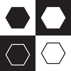 Hexagon vector icon.  Outline Filled Vector Sign . . isolated transparent . arrows . data exchange . digitization . technology . black and white outline and filled version . EPS 10 .