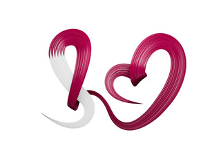 Obraz premium Qatar flag heart shaped wavy ribbon Qatar. 3d illustration 