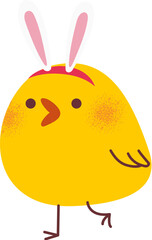 Little chicken wears easter rabbit ear