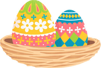 Happy easter eggs in the nest