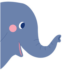 Cute Elephant smiles from the side view