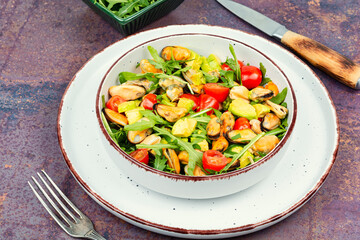 Seafood salad with mussels.