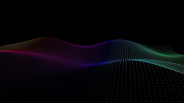 Colorful Abstract Waveform Design on Dark Background with Digital Graphic Technology Pattern Art