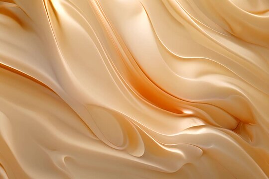 Melted Caramel Texture, Ice Cream Waves, Smooth Icecream, Custard Background, Silky Flowing Yogurt Mockup, Abstract Generative AI Illustration