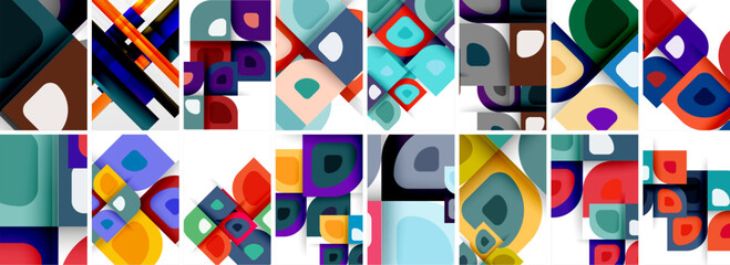 Fototapeta premium Set of low poly triangles poster geometric backgrounds. Vector Illustration For Wallpaper, Banner, Background, Card, Book Illustration, landing page