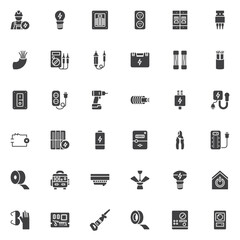 Electricity vector icons set