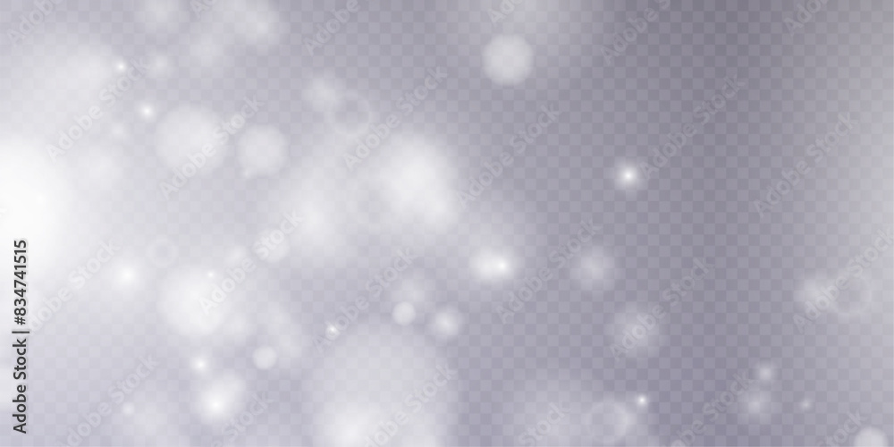Poster Light effect with lots of glittery glare particles shining on a transparent background.