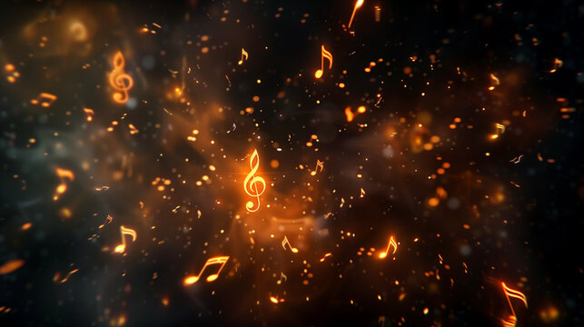 Abstract blurred musical and digital background