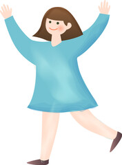 Girl steps forward with hand raising