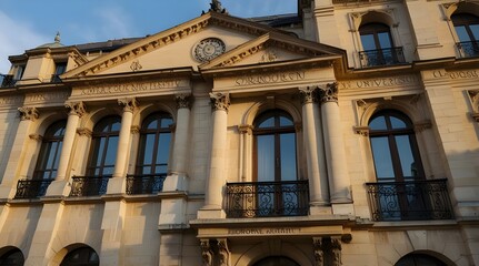 Obraz premium Facade of Sorbonne University in Paris One of the most famous universities in the world.generative.ai