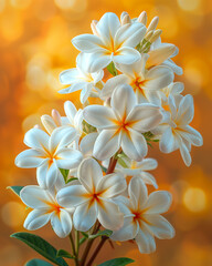 Naklejka premium A bouquet of white flowers with yellow centers. The flowers are arranged in a way that they are all facing the same direction. The arrangement is simple and elegant